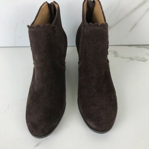 Jack Rodgers Brown Scalloped Wedge Booties 5.5 - Picture 3 of 8